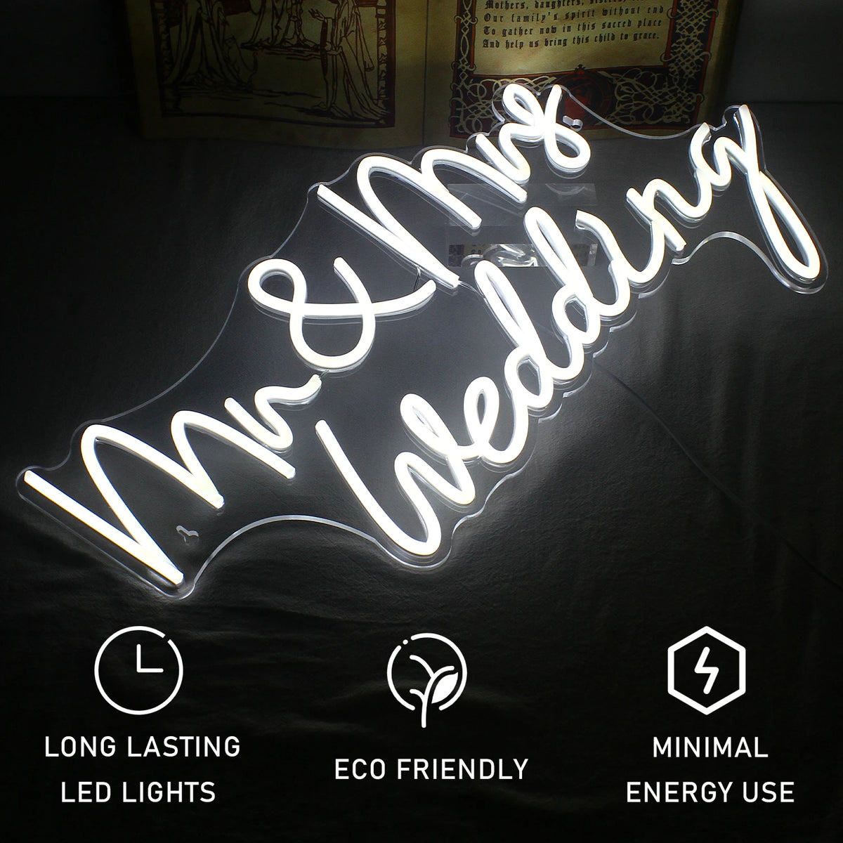 Mr&Mrs Wedding – LED-neonskylt (5 V USB)