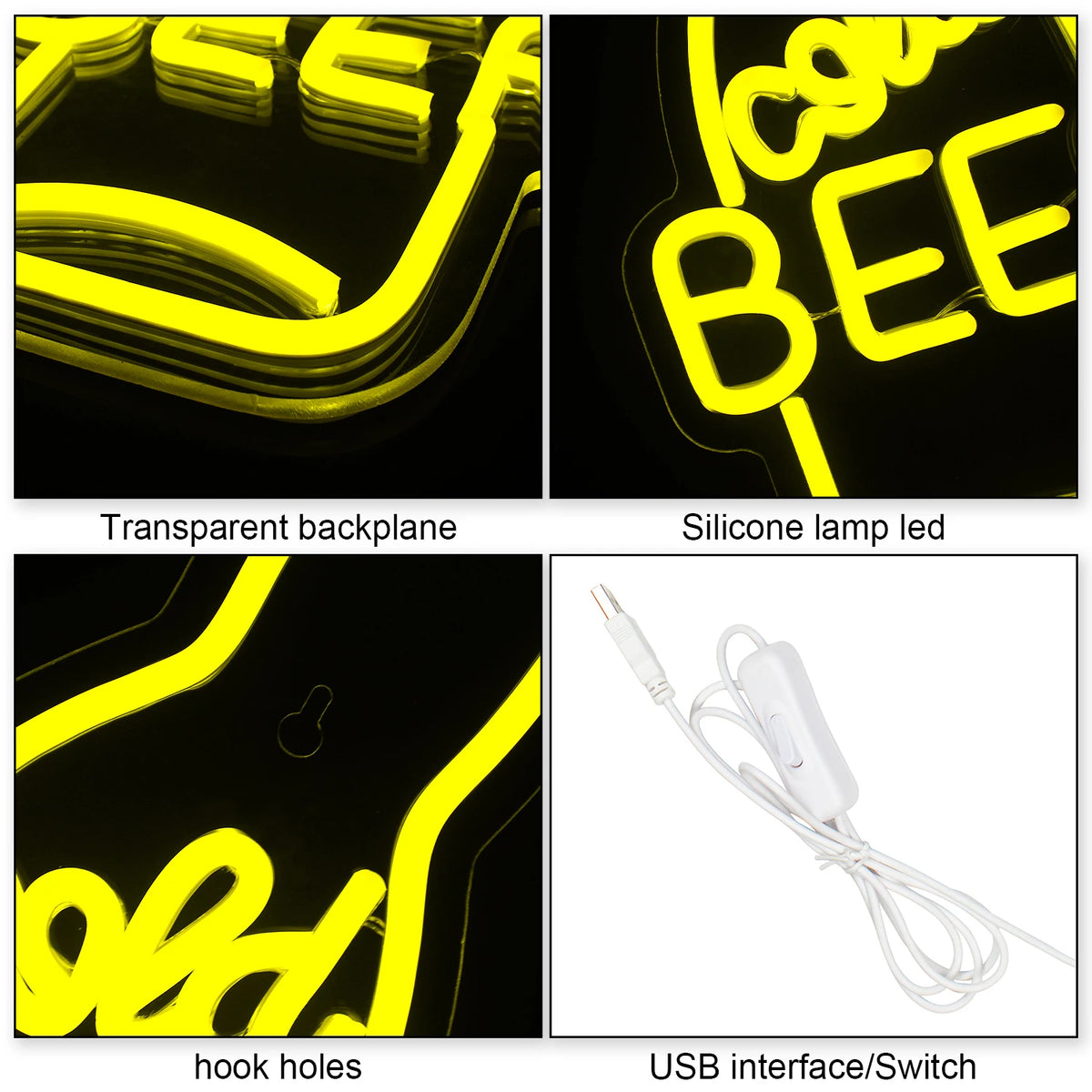 Cold Beer – Ölflaska – LED-ljusskylt (5 V USB)