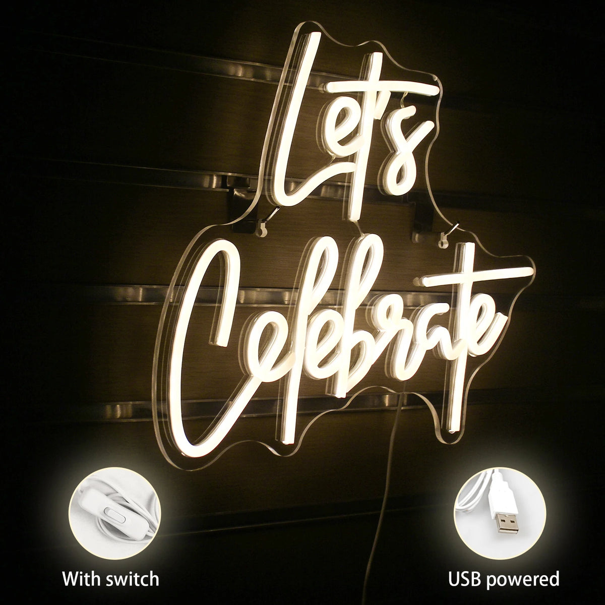 Let's Celebrate – LED-neonskylt (5 V USB)