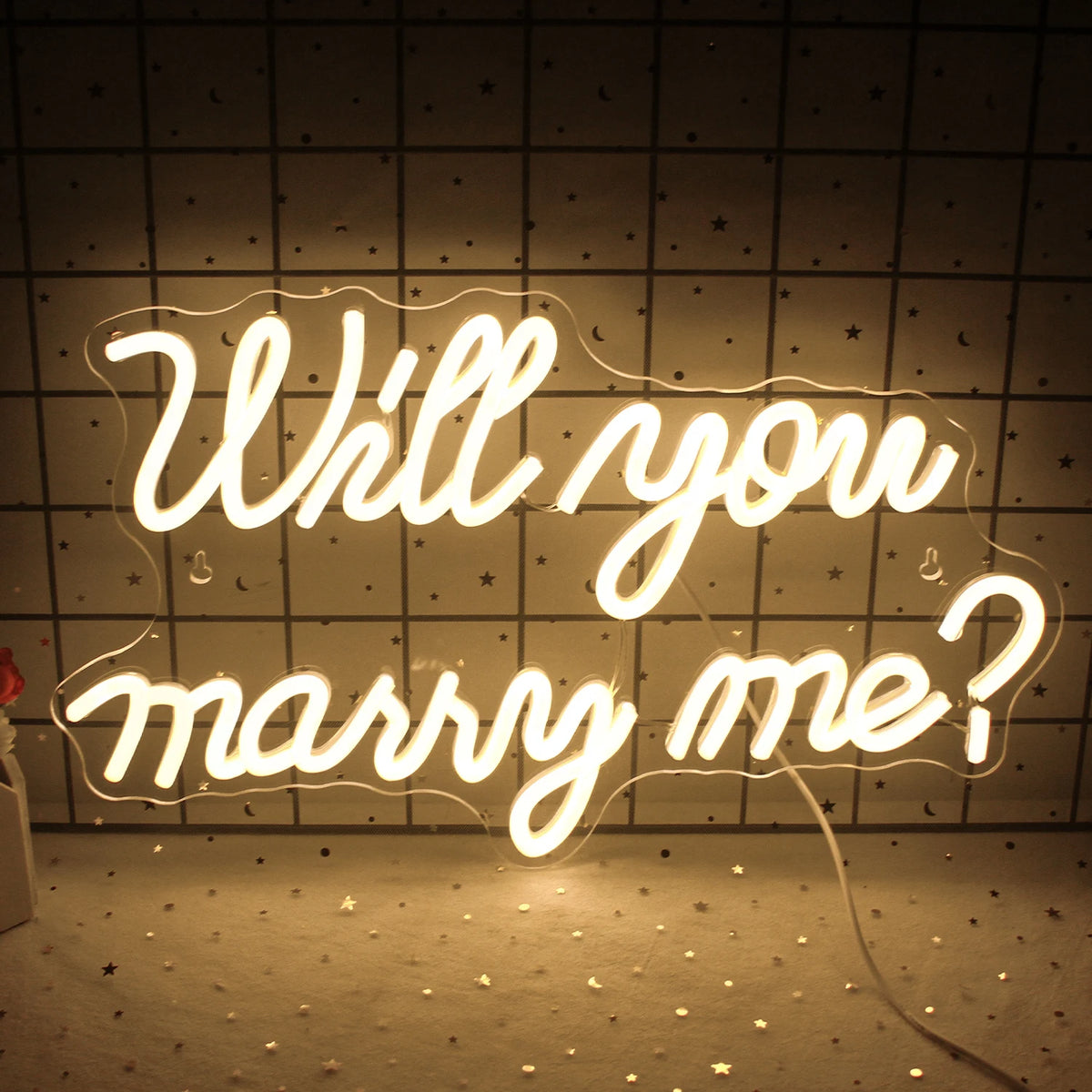 Will You Marry Me Wedding Proposal Decoration Party – LED-neonskylt (5 V USB)