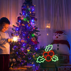 Järnek med bär – LED-neonskylt (5 V USB)