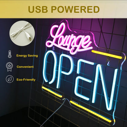 Lounge Öppen 5V USB LED Ljusskylt - Prisvänlig