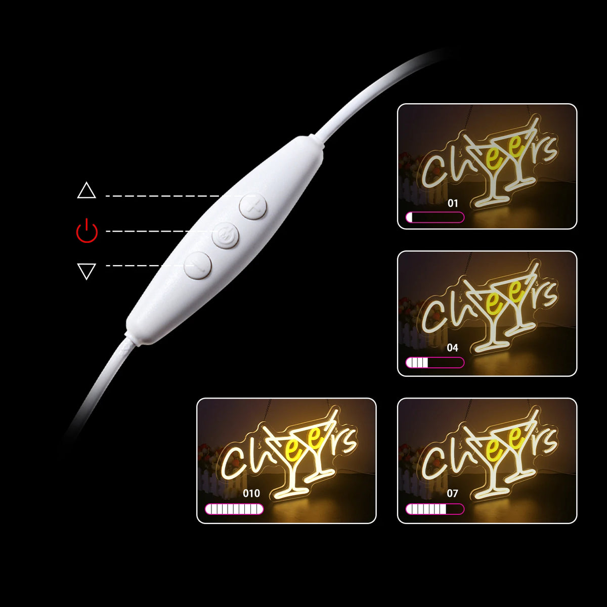Cheers – Skålande cocktailglas – LED-neonskylt (5 V USB)