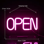 Open – Tydliga tryckbokstäver – LED-ljusskylt (5 V USB)