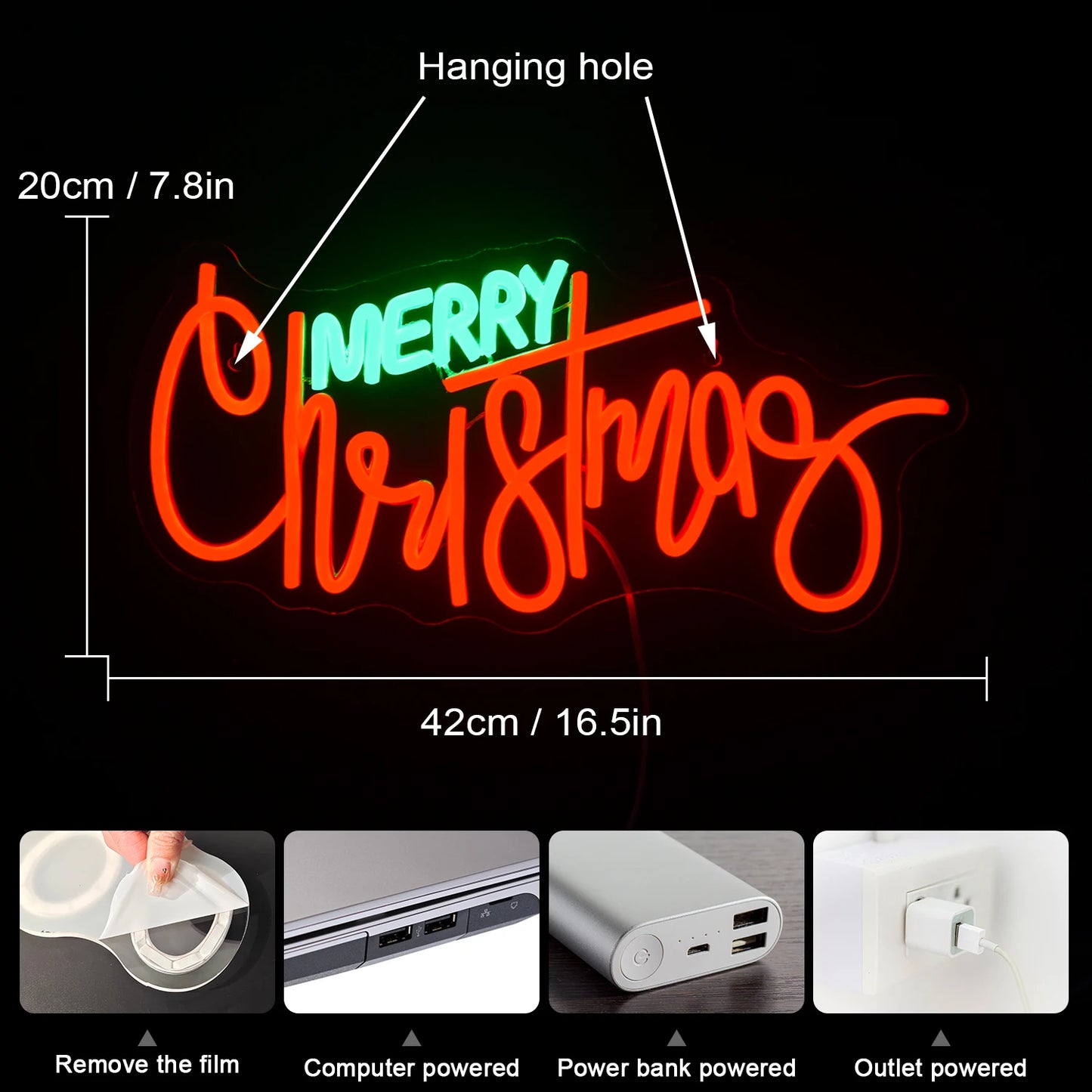 God Jul 5V USB LED Ljusskylt - Budgetvänlig