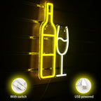 Vinflaska och glas – LED-ljusskylt (5 V USB)