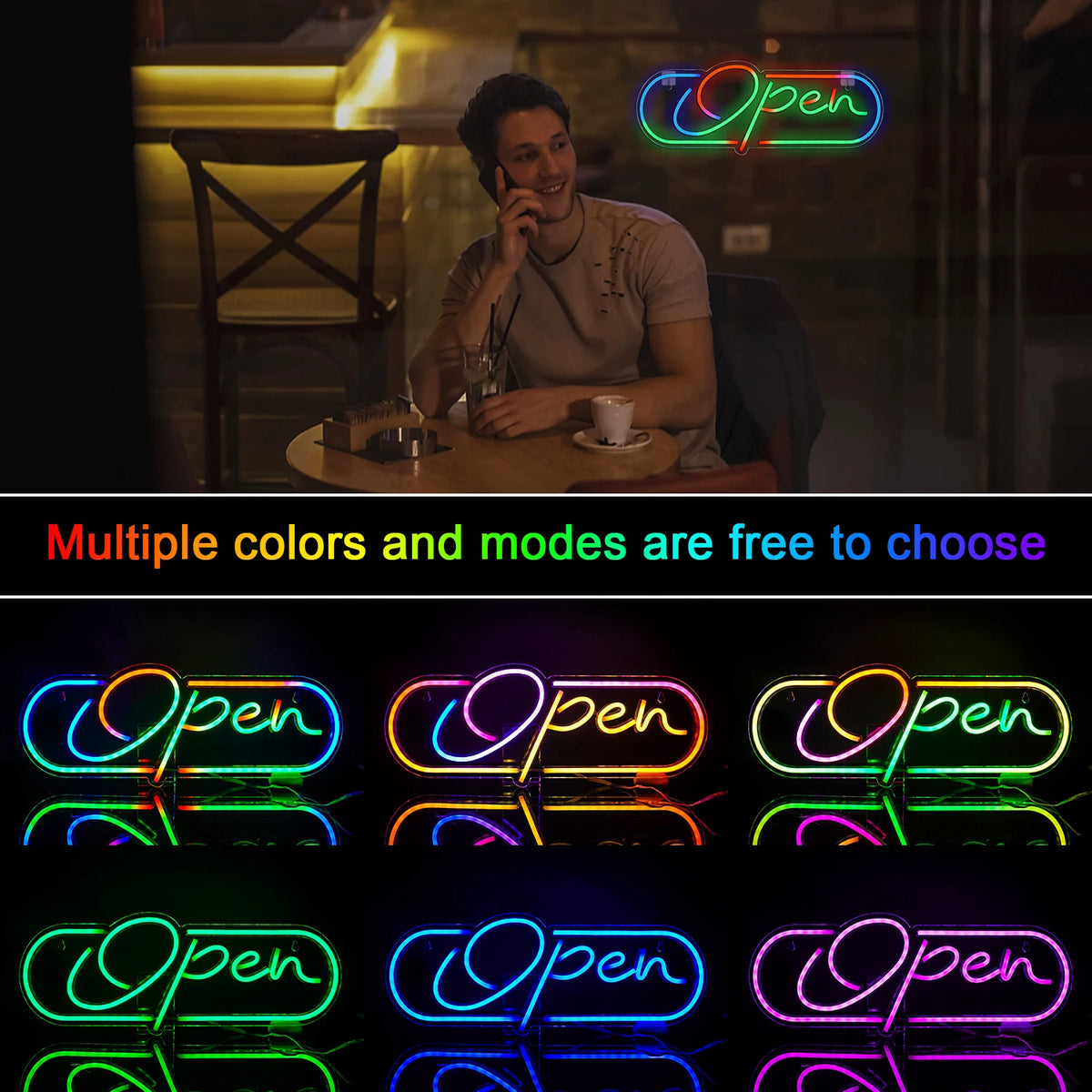 RGB Open – LED-neonskylt (5 V USB)