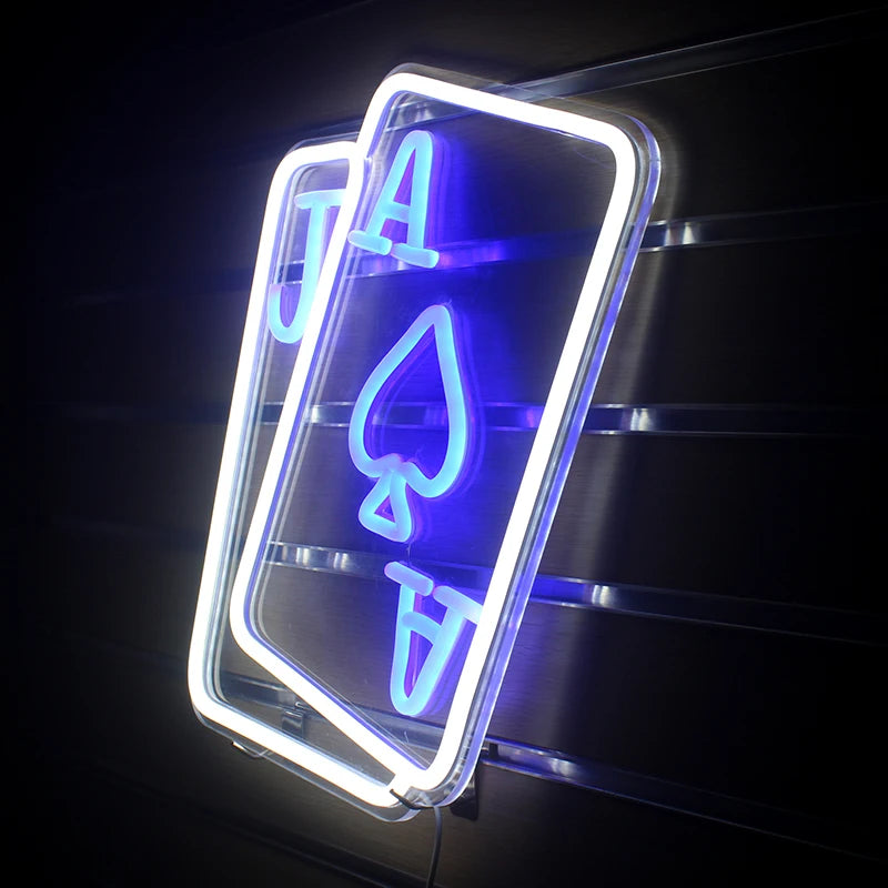 Spelkort och spader – LED-neonskylt (5 V USB)