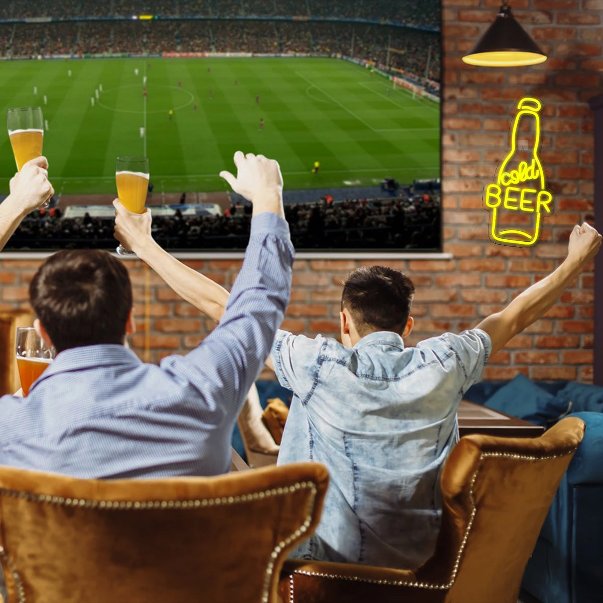 Cold Beer – Ölflaska – LED-ljusskylt (5 V USB)