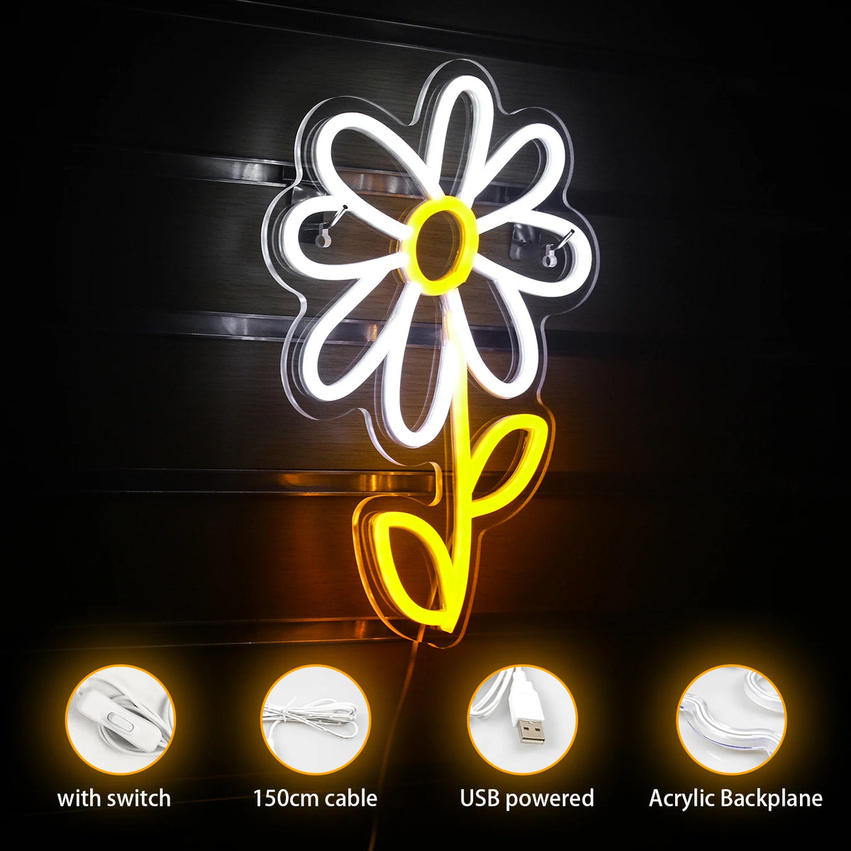 Prästkrage i tecknad stil – LED-neonskylt (5 V USB)