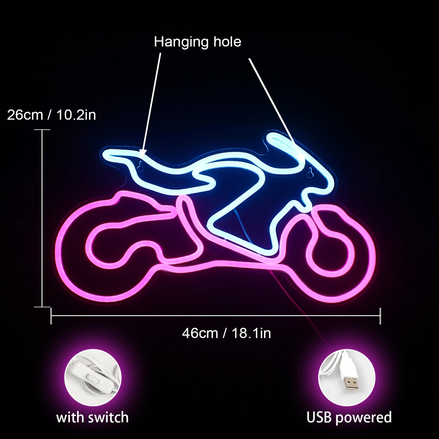 Motorcykel 5V USB LED Neonskylt - Prisvärd