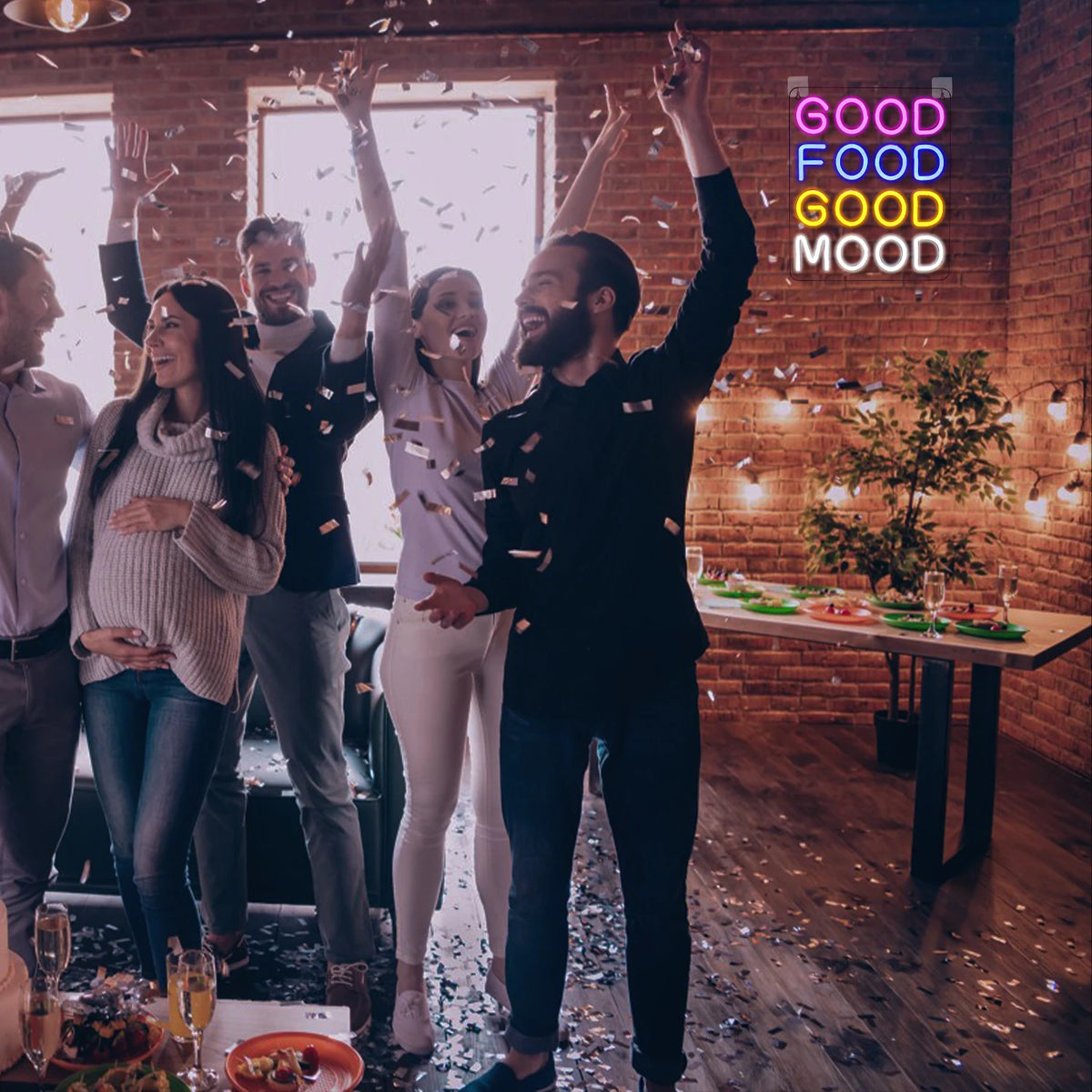 Good Food Good Mood – LED-ljusskylt (5 V USB)