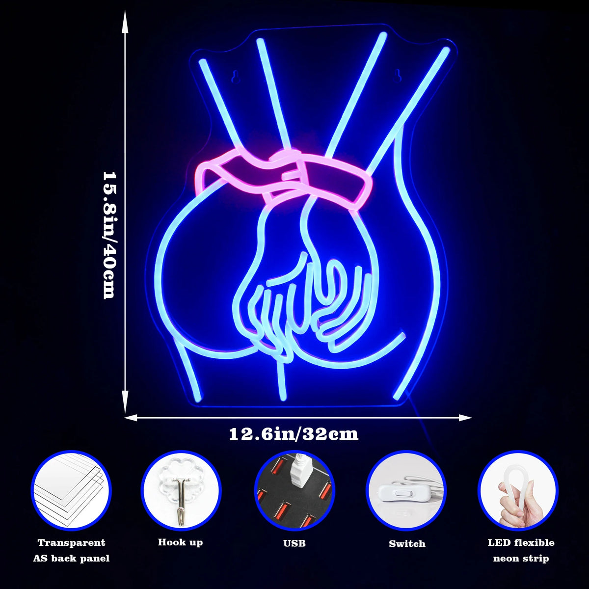 Kontur av kvinnokropp – LED-neonskylt (5 V USB)