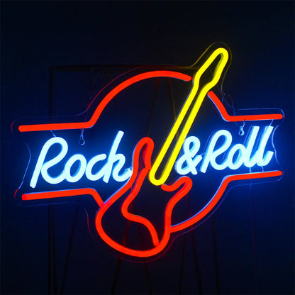 Guitar Rock and Roll 5V USB LED Ljusskylt - Prisvänlig