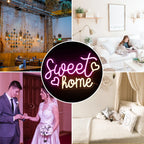 Sweet home – Hjärtan – LED-neonskylt (5 V USB)