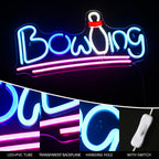 Bowling – Kägla som ersätter en bokstav och understrykningar – LED-neonskylt (5 V USB)