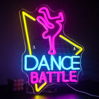 DANCE BATTLE – Dansare och triangelkontur – LED-neonskylt (5 V USB)