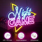 Night GAME – Triangelformad ram – LED-neonskylt (5 V USB)