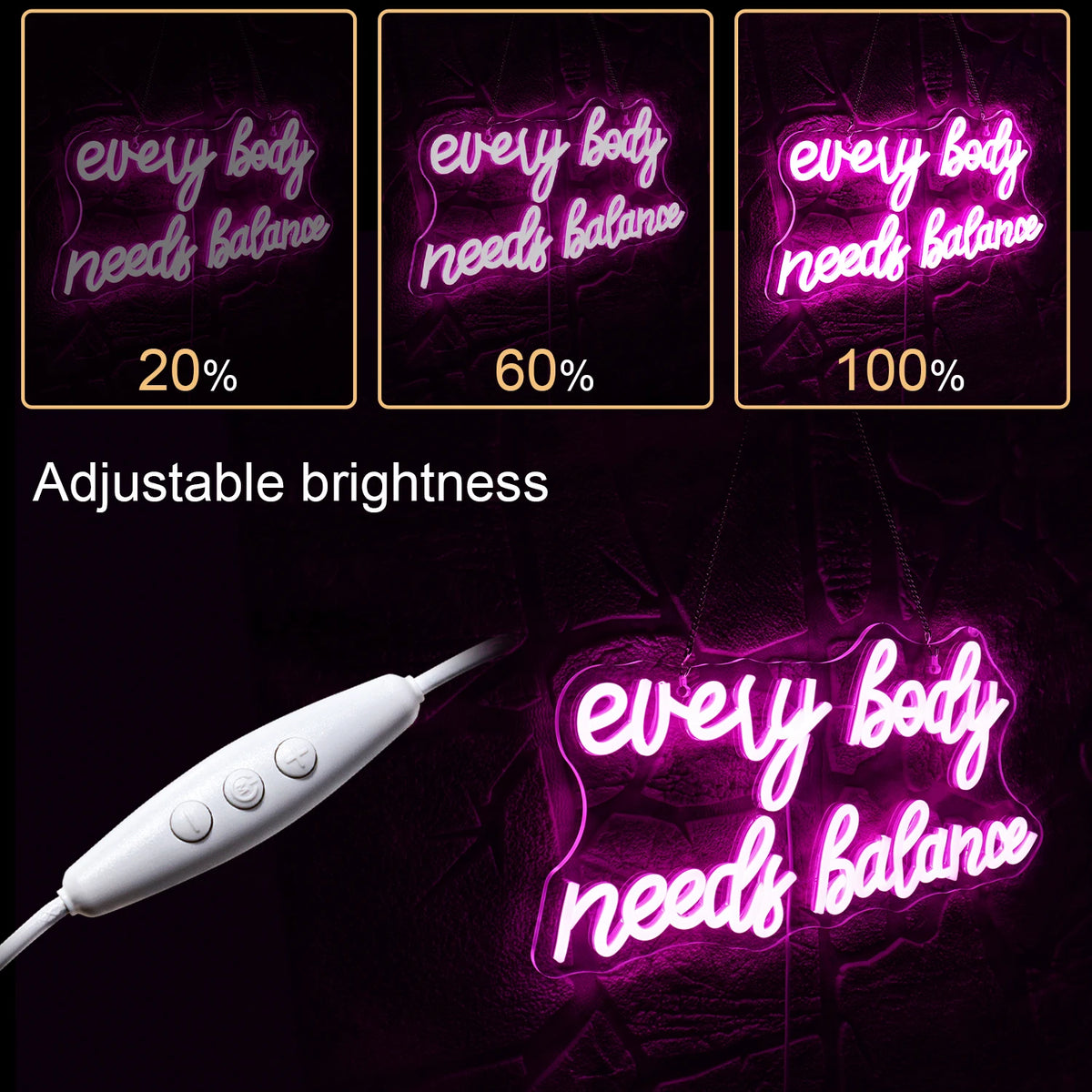 Every Body Needs Balance – LED-neonskylt (5 V USB)