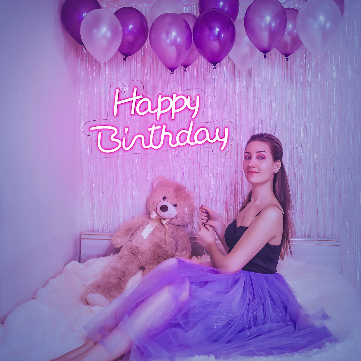 Happy Birthday – LED-neonskylt (5 V USB)