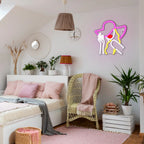 Kvinna med cowboyhatt – LED-neonskylt (5 V USB)