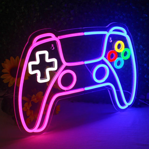Rosablå spelkonsol – LED-neonskylt (5 V USB)