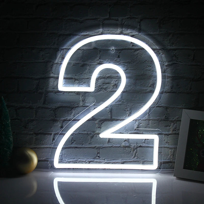 Födelsedagssiffror 0–9 – LED-neonskylt (5 V USB)