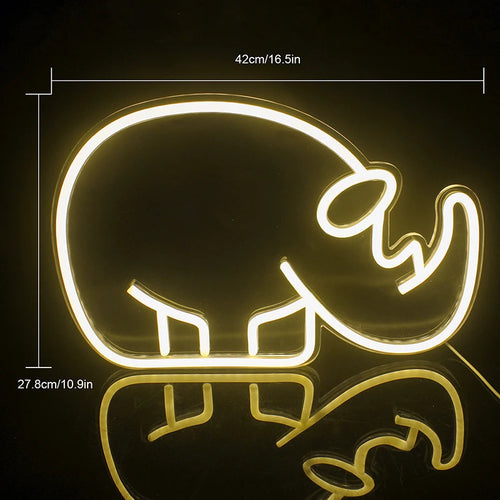Noshörning – LED-neonskylt (5 V USB)