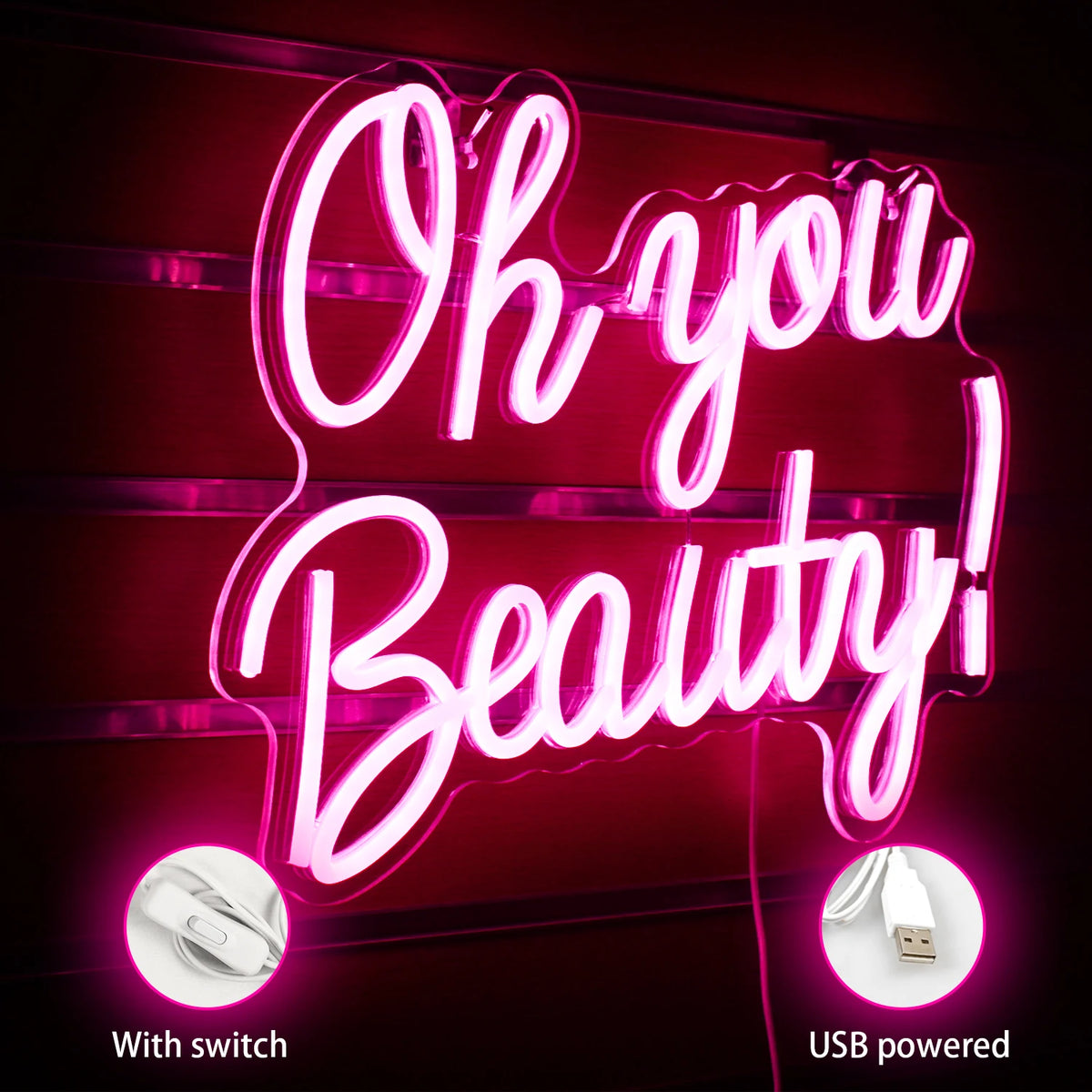 Oh You Beauty – LED-ljusskylt (5 V USB)