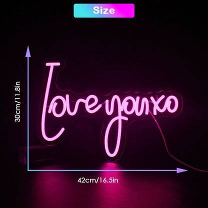 Love You XO 5V USB LED Ljusskylt - Prisvänlig