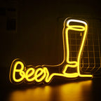 Beer – Högt ölglas – LED-ljusskylt (5 V USB)