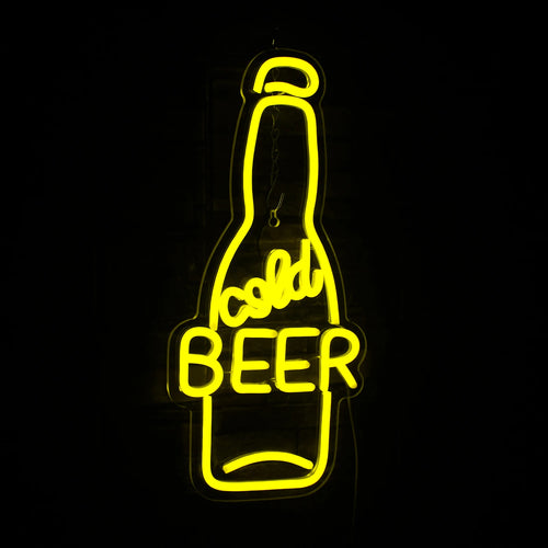 Cold Beer – Ölflaska – LED-ljusskylt (5 V USB)