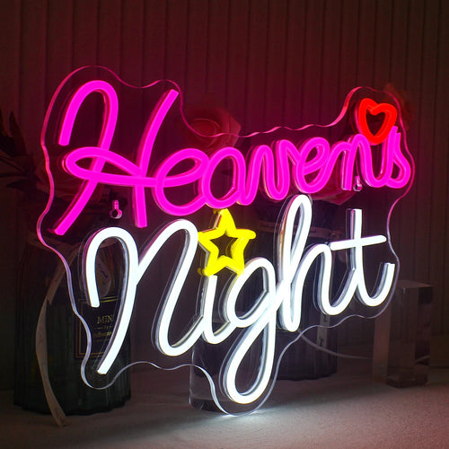 Heavens Night – Hjärta och stjärna – LED-neonskylt (5 V USB)