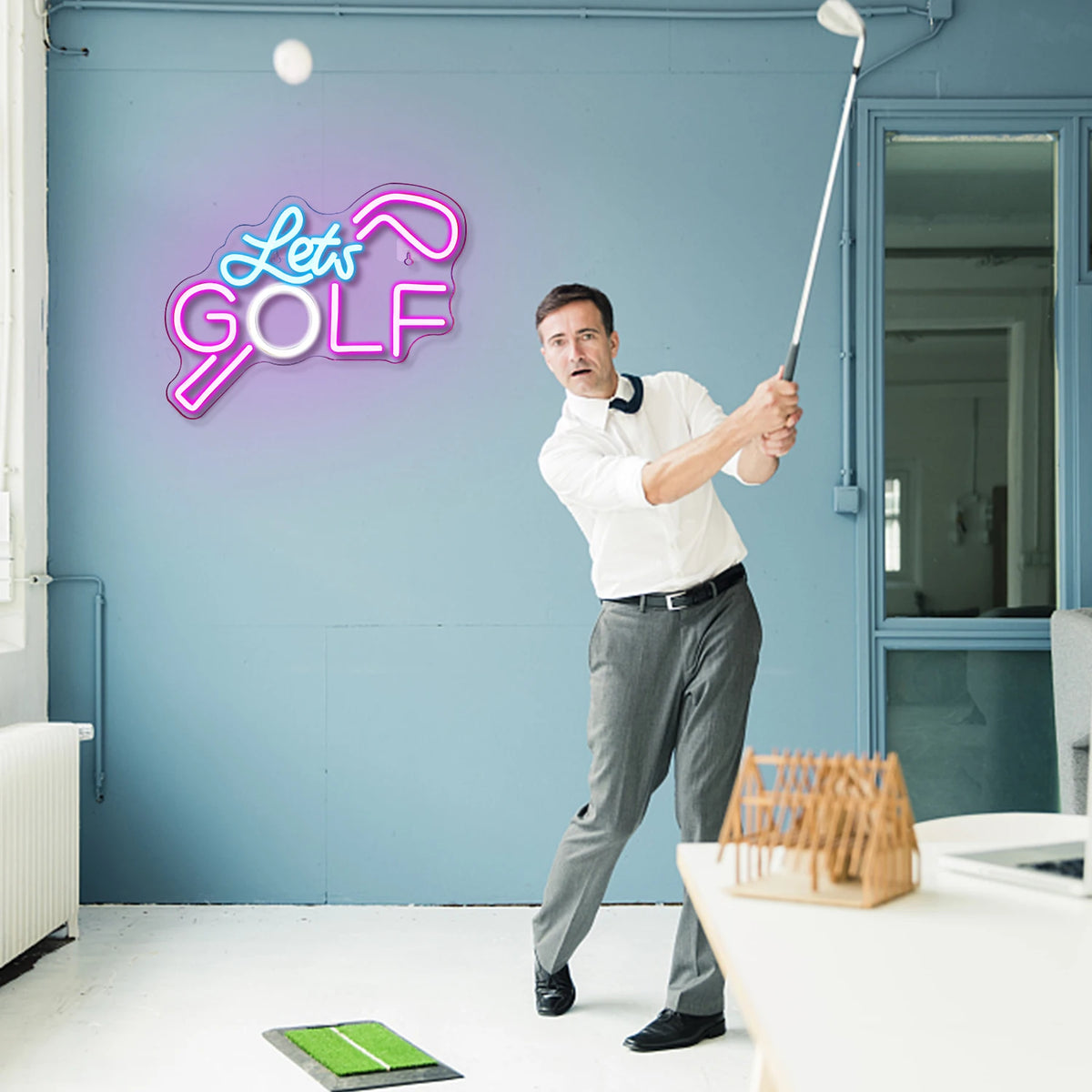 Let's GOLF – Golfklubba – LED-neonskylt (5 V USB)
