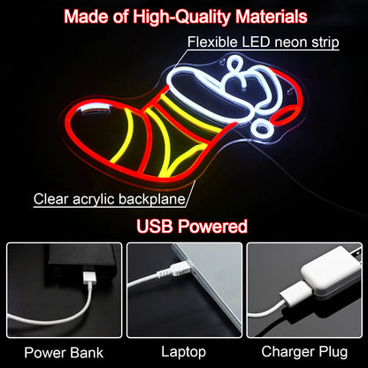 Julstrumpor 5V USB LED Neonskylt - Prisvänlig
