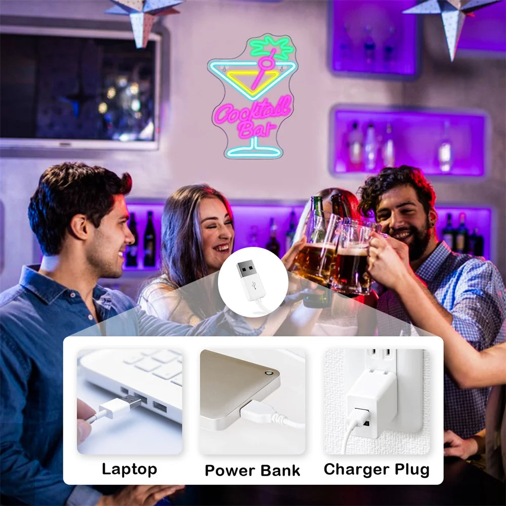 Cocktailbar 5V USB LED Ljusskylt - Prisvänlig