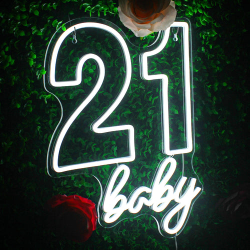 21 Baby Happy Birthday 5V USB LED Neonskylt - Prisvärd