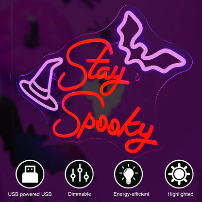 Stay Spooky 5V USB LED Ljusskylt - Budgetvänlig
