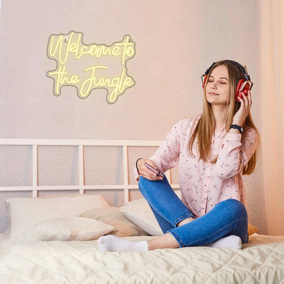 Välkommen till Djungeln 5V USB LED Ljusskylt - Prisvärd