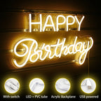 Happy Birthday 5V USB LED Neon Sign - Budget Friendly