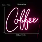 Coffee – Rosa – LED-ljusskylt (5 V USB)