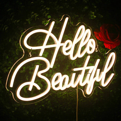 Hello Beautiful 5V USB LED Neonskylt - Budgetvänlig