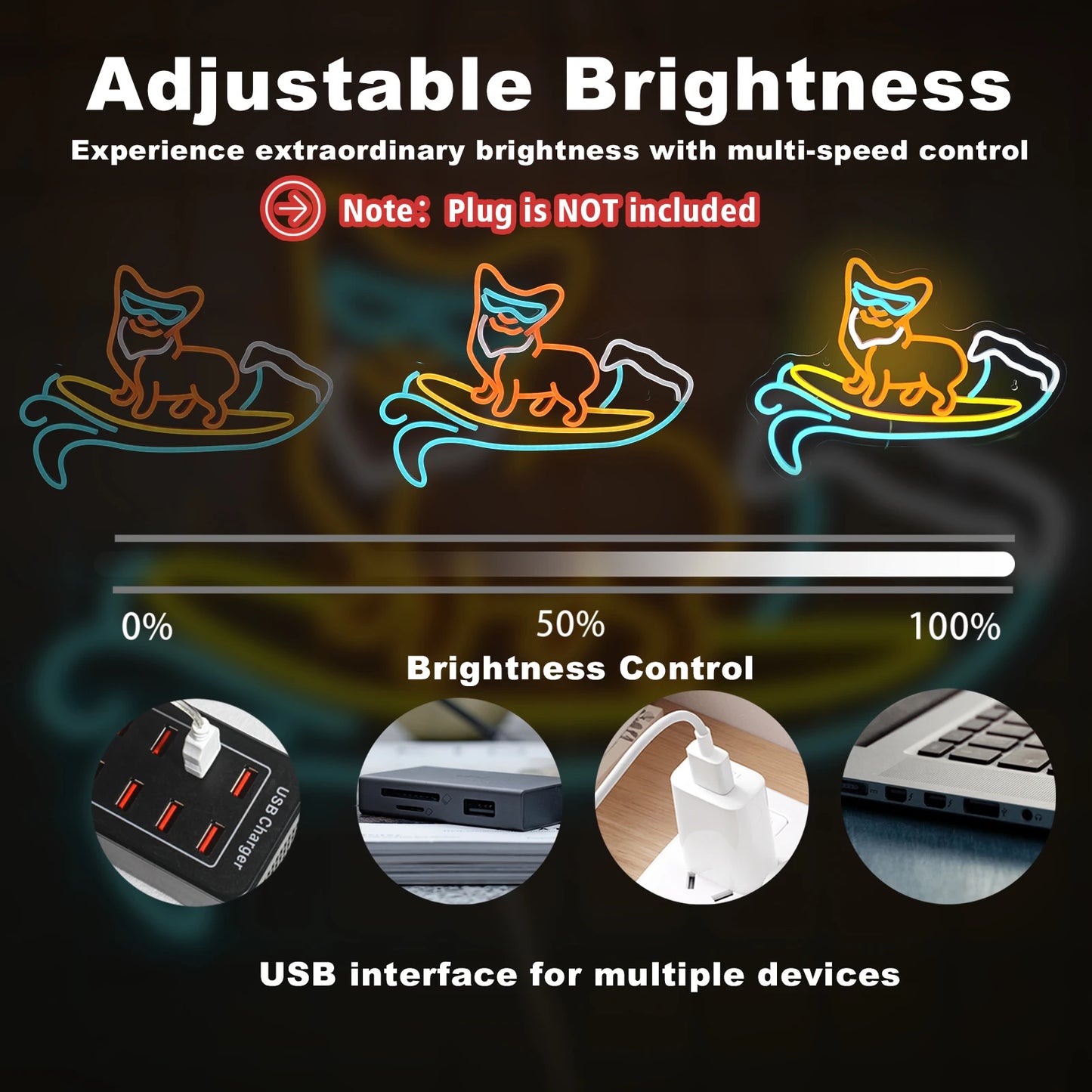 Husdjurbutik Neon skylt Dimmbar Corgi Hund 5V USB LED Neonskylt - Prisvärd
