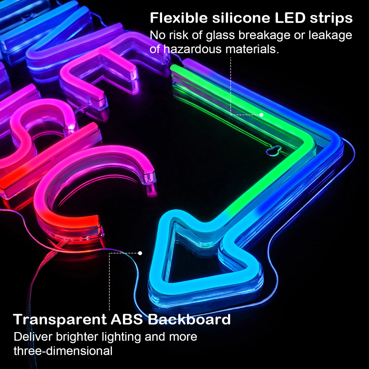 Live Music – Pil – LED-neonskylt (5 V USB)