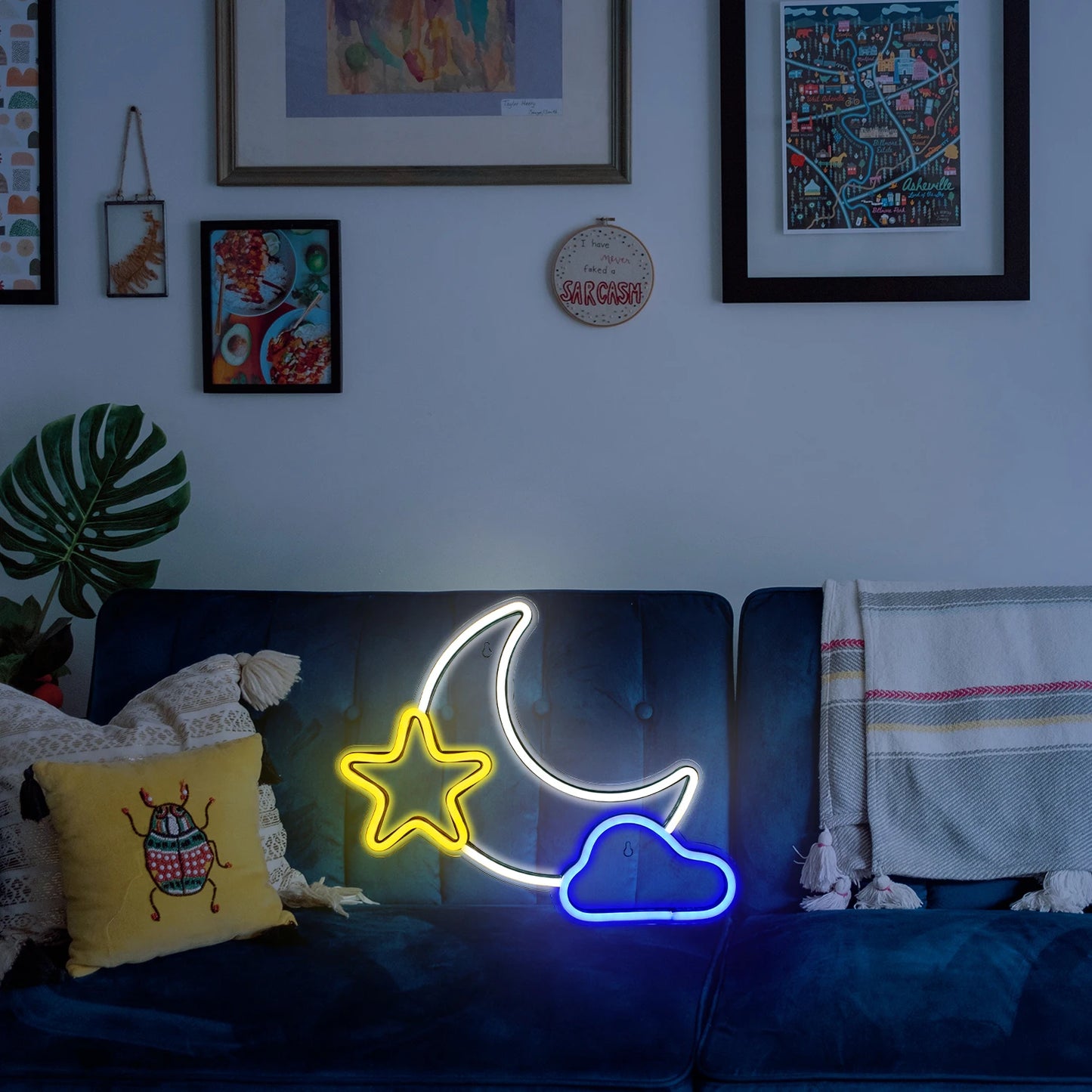 Moon Star 5V USB LED Ljusskylt - Plånboksvänlig