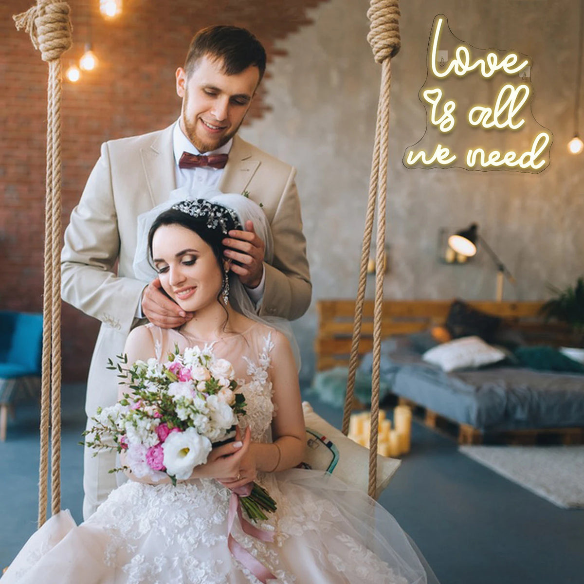Love is all we need – LED-neonskylt (5 V USB)