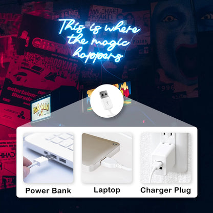 Här Börjar Magin 5V USB LED Ljusskylt - Budgetvänlig