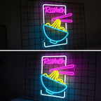 Ramen – Nudelskål och ätpinnar – LED-ljusskylt (5 V USB)