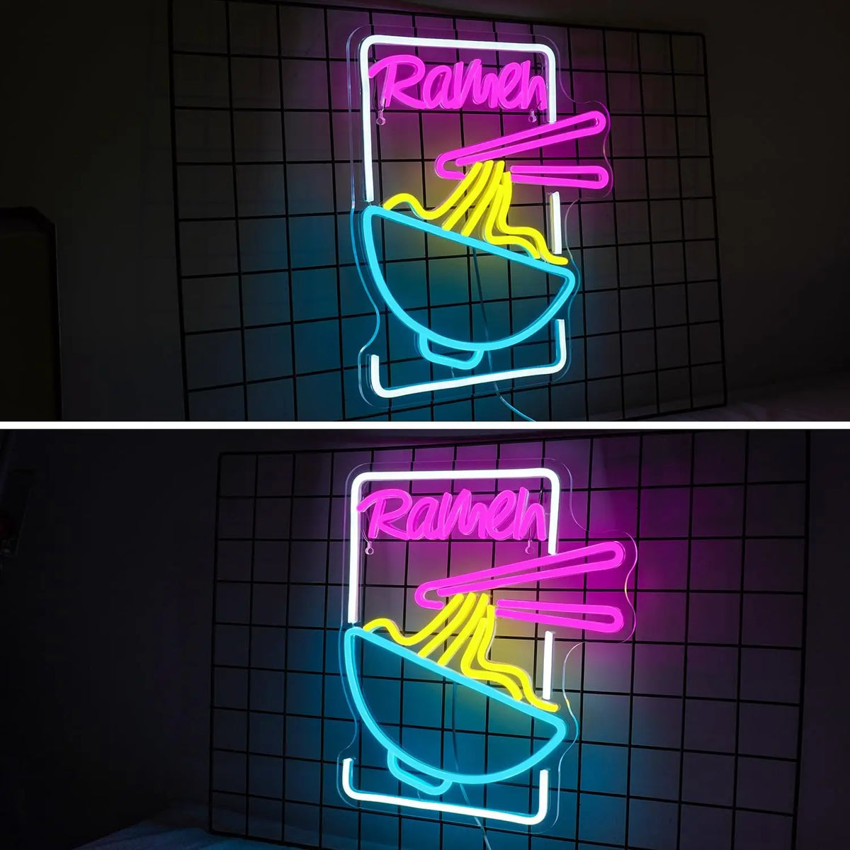 Ramen – Nudelskål och ätpinnar – LED-ljusskylt (5 V USB)