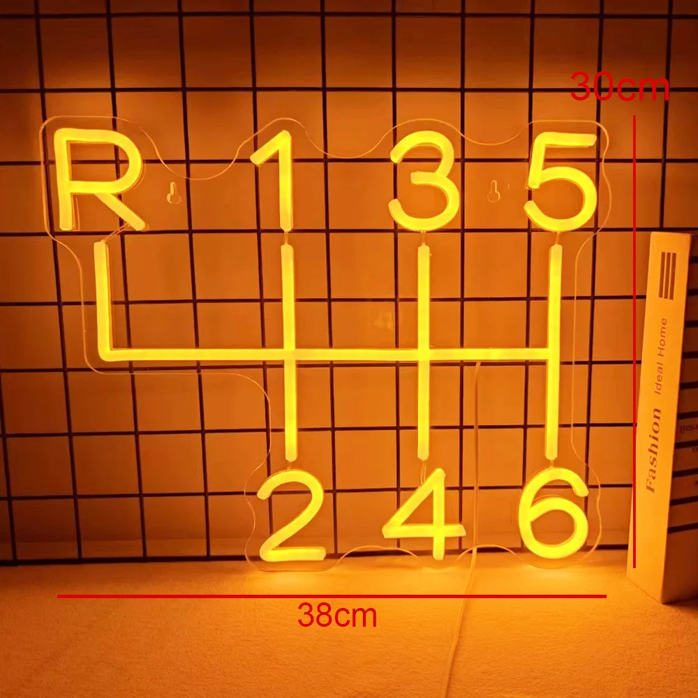 Bilens växelschema – LED-neonskylt (5 V USB)